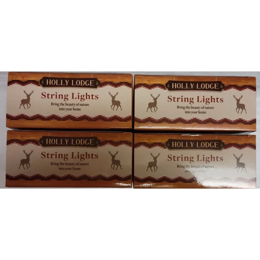 4x Holly Lodge Pinecone String Light Indoor Battery Operated Farmhouse Rustic